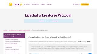 
                            7. Jak zainstalować livechat w Wix.com? - Czater.pl