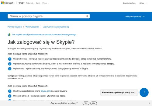 
                            2. Jak zalogować się w Skypie? | Pomoc techniczna Skype