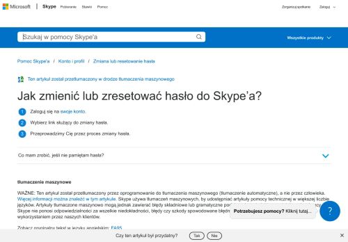 
                            7. Jak zmienić lub zresetować hasło do Skype'a? | Pomoc techniczna ...