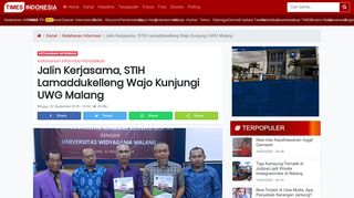 
                            7. Jalin Kerjasama, STIH Lamaddukelleng Wajo Kunjungi UWG Malang ...