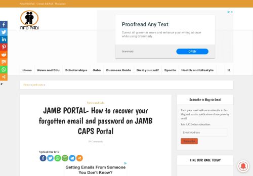 
                            3. JAMB PORTAL- How to recover your forgotten email and password on ...