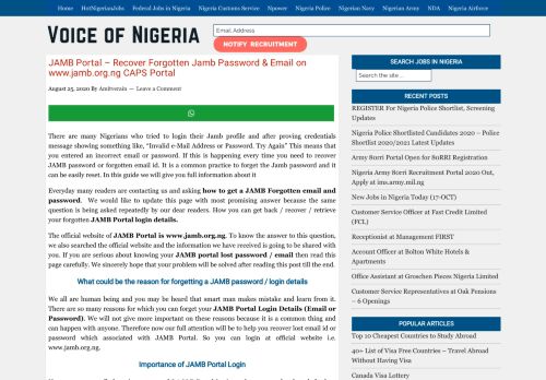 
                            10. JAMB Portal – Recover Forgotten Jamb Password & Email on www ...
