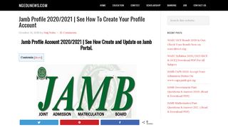 
                            10. JAMB PROFILE 2019: See How To Create Or Update Your Jamb Profile