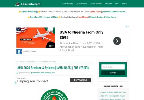 
                            11. JAMB UTME/DE e-Brochure & e-Syllabus System [IBASS] 2019/2020 ...