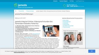 
                            3. jameda integriert Online-Videosprechstunden des führenden ...