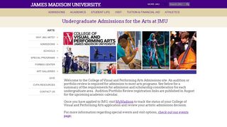 
                            13. James Madison University - Undergraduate Admissions for the Arts at ...
