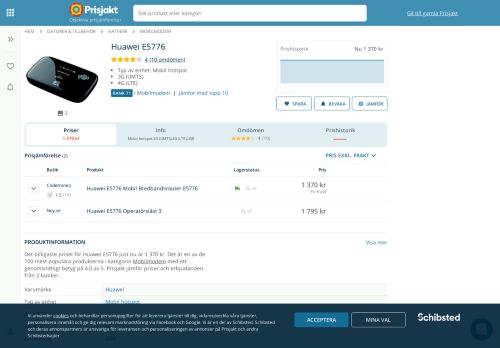 
                            10. Jämför priser på Huawei E5776 Mobilmodem - Hitta bästa pris på ...