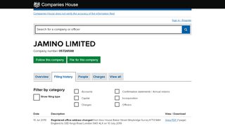
                            11. JAMINO LIMITED - Filing history (free information from Companies ...