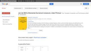 
                            11. Jan de Witt’s Elementa Curvarum Linearum, Liber Primus: Text, ... - Google Books-Ergebnisseite