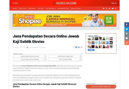 
                            6. Jana Pendapatan Secara Online Jawab Kaji Selidik Gloviss