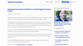 
                            10. Japanese Consortium of Banks to Create Digital Currency 'J Coin ...