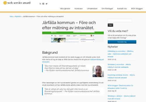 
                            6. Järfälla – Före & efter mätning av intranätet. | Web Service Award