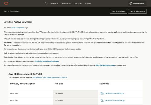 
                            2. Java Archive Downloads - Java SE 7 - Oracle