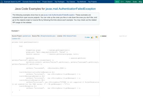 
                            10. Java Code Examples javax.mail.AuthenticationFailedException