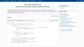 
                            10. Java Code Examples org.bukkit.event.player.PlayerLoginEvent.Result