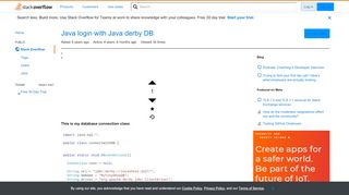 
                            3. Java login with Java derby DB - Stack Overflow