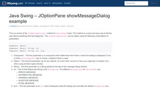 
                            11. Java Swing – JOptionPane showMessageDialog example - Mkyong.com