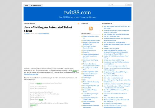 
                            5. Java – Writing An Automated Telnet Client | twit88.com