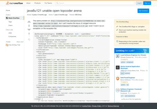 
                            6. java8u121 unable open topcoder arena - Stack Overflow