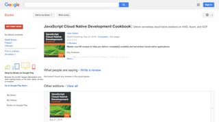 
                            12. JavaScript Cloud Native Development Cookbook: Deliver serverless ...