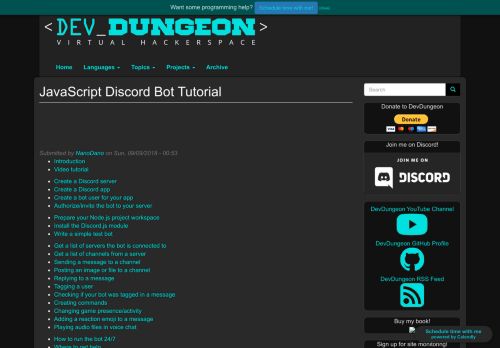 
                            13. JavaScript Discord Bot Tutorial | DevDungeon