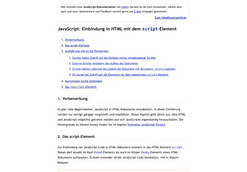 
                            11. JavaScript: Einbindung in HTML mit dem script-Element - molily