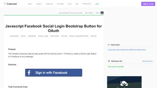 
                            2. Javascript Facebook Social Login Bootstrap Button for OAuth (Example)