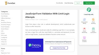 
                            3. JavaScript Login Form Validation | FormGet