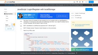 
                            10. JavaScript: Login/Register with localStorage - Stack Overflow