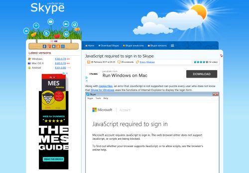 
                            3. JavaScript required to sign in to Skype