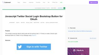 
                            3. Javascript Twitter Social Login Bootstrap Button for OAuth (Example)