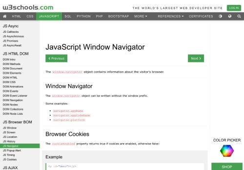 
                            12. JavaScript Window Navigator - W3Schools
