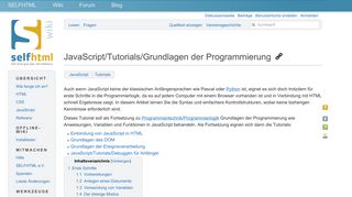 
                            11. JavaScript/Tutorials/Grundlagen der Programmierung – SELFHTML-Wiki