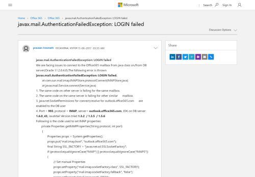 
                            4. javax.mail.AuthenticationFailedException: LOGIN failed - Microsoft ...