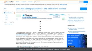 
                            12. javax.mail.MessagingException: * BYE Internal error occurred ...