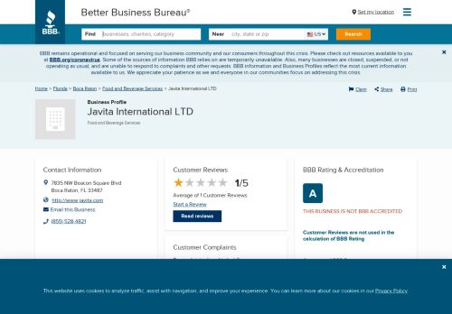 
                            7. Javita International LTD | Better Business Bureau® Profile