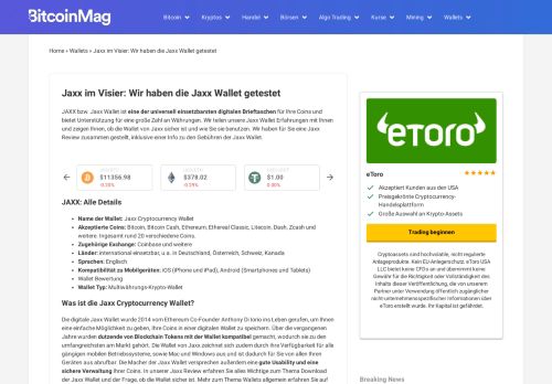 
                            4. Jaxx Wallet: Review der Multicurrency Krypto Wallet | bitcoinMag.de