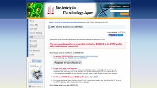 
                            9. JBB: Online Submission (EVISE) | The Society for Biotechnology ...