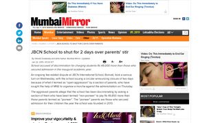 
                            11. JBCN School to shut for 2 days over parents' stir - Mumbai Mirror