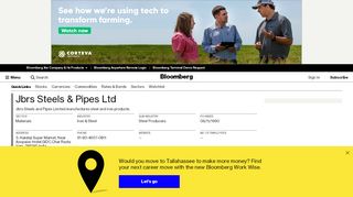 
                            10. Jbrs Steels & Pipes Ltd: Company Profile - Bloomberg