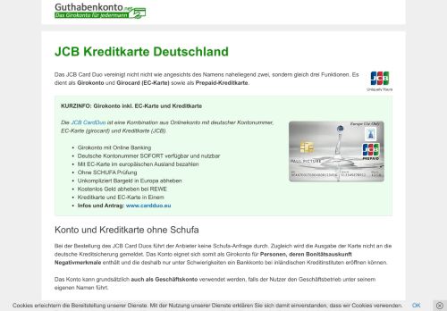 
                            7. JCB Kreditkarte Deutschland inkl. EC-Karte & Konto ohne SCHUFA ...