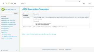 
                            11. JDBC Connection Parameters - SQL Query Tuner 17.0.1 - IDERA ...