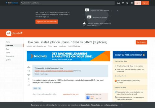 
                            10. jdk - How can i install jdk7 on ubuntu 18.04 lts 64bit? - Ask Ubuntu