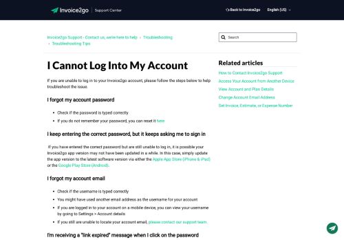 
                            3. Je n'arrive pas à me connecter à mon compte - Invoice2go Support