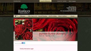 
                            9. Jeanette Bunker Login - HAGERSTOWN, Maryland | Harman Funeral ...