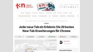 
                            10. Jeder neue Tab ein Erlebnis: Die 20 besten New-Tab-Erweiterungen ...