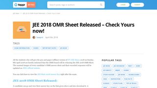 
                            8. JEE 2018 OMR Sheet Released - Check Yours now! - Toppr