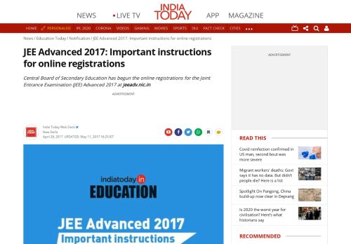 
                            7. JEE Advanced 2017: Important instructions for online registrations ...