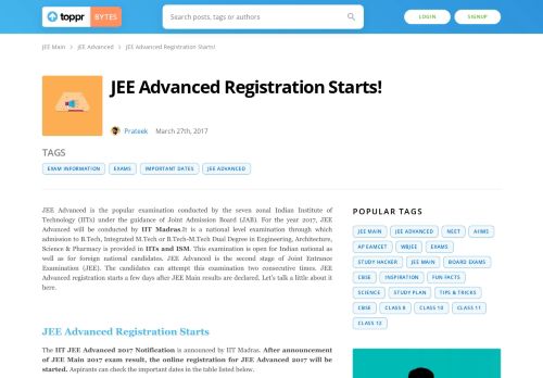 
                            11. JEE Advanced Registration Starts : Read on to find more! - Toppr