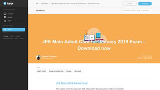 
                            12. JEE Main 2019 Admit Card Available - Download now - Toppr